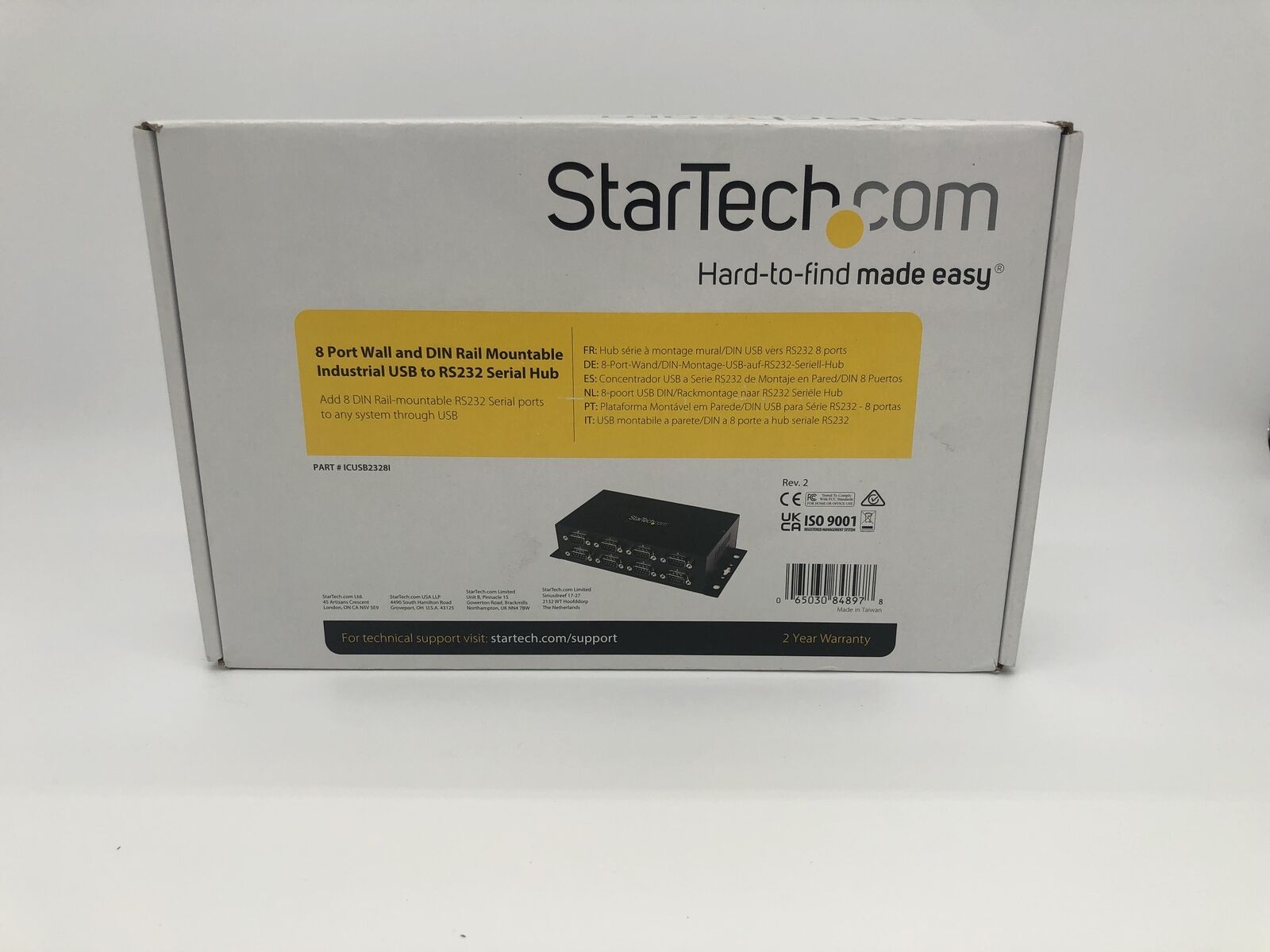 StarTech.com 8 Port USB to DB9 RS232 Serial Adapter Hub  (ICUSB2328I)