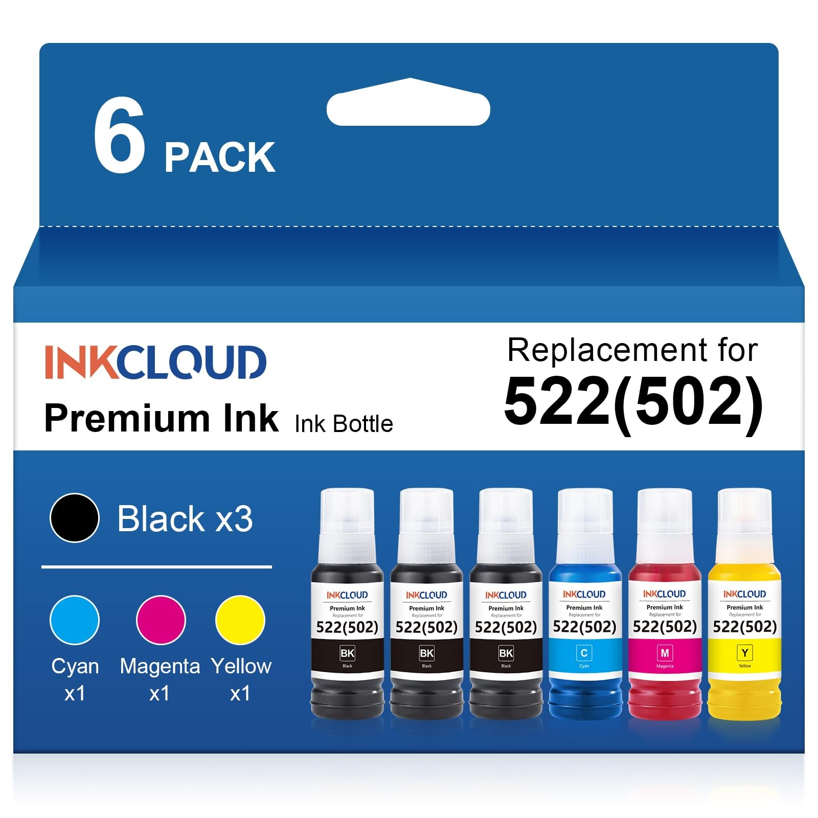 6 PCS 522 502 Ink Refill Bottles For ET2800 ET4800 ET2720 ET4700 Kit