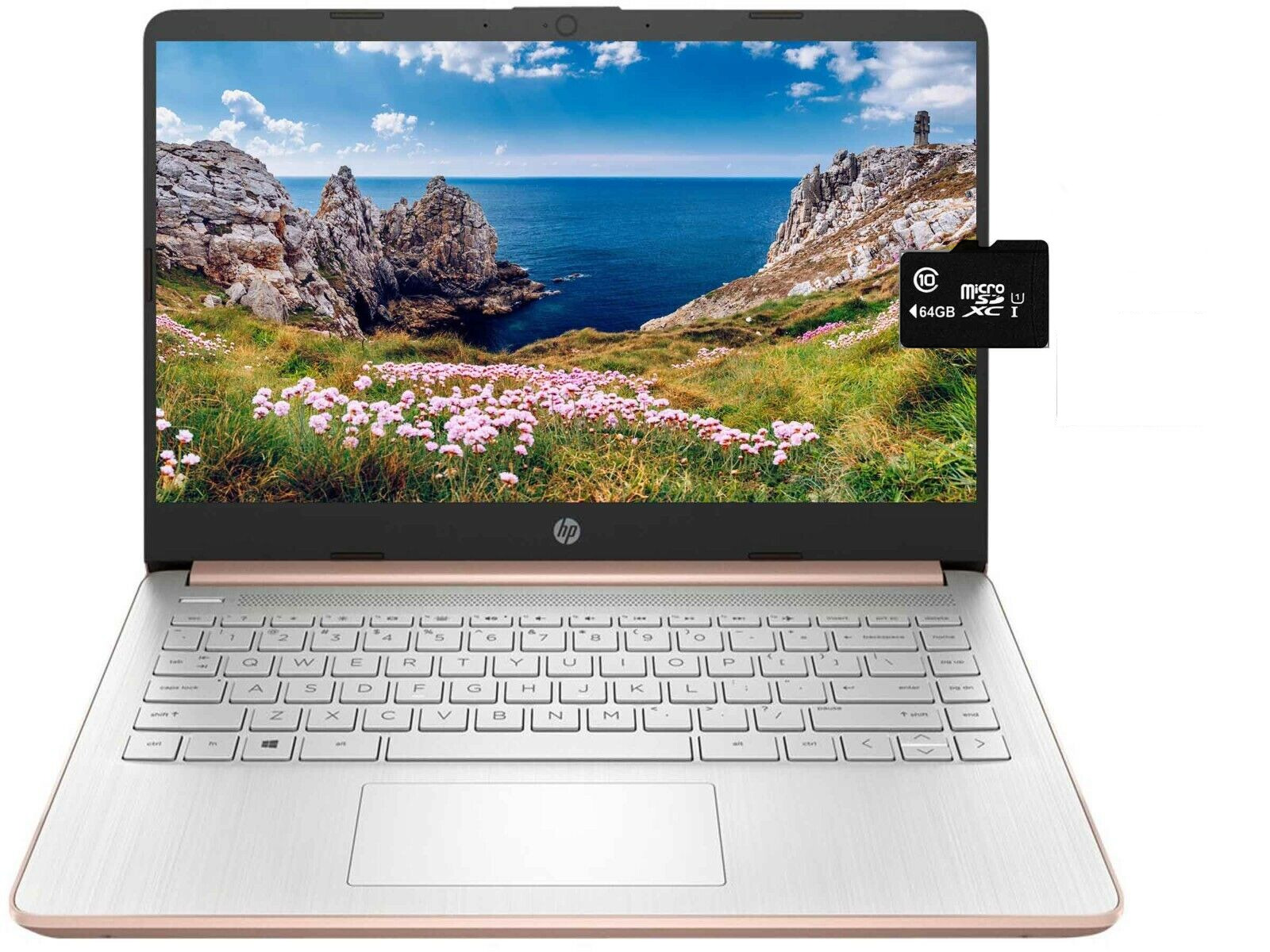 Newest HP 14'' HD Laptop Intel 4-Core CPU 8GB RAM 128GB (64+64) Win11 Rose Gold