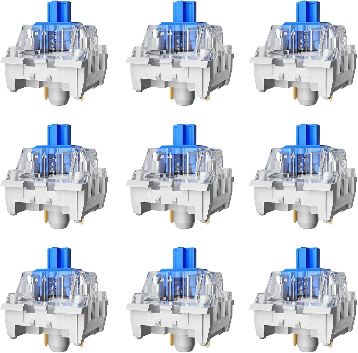 Zhouwang 10PCS Blue Switches,3 Pin Replacement Dustproof Mechanical Keyboards Sw