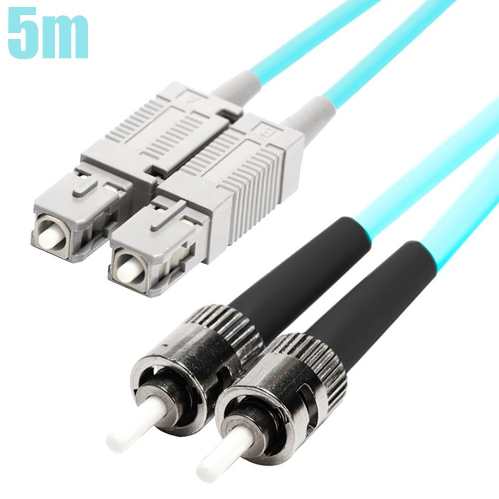 5M SC to ST UL OM4 Duplex 50/125 Multi Mode Fiber Optic Optical Cable 3mm Aqua