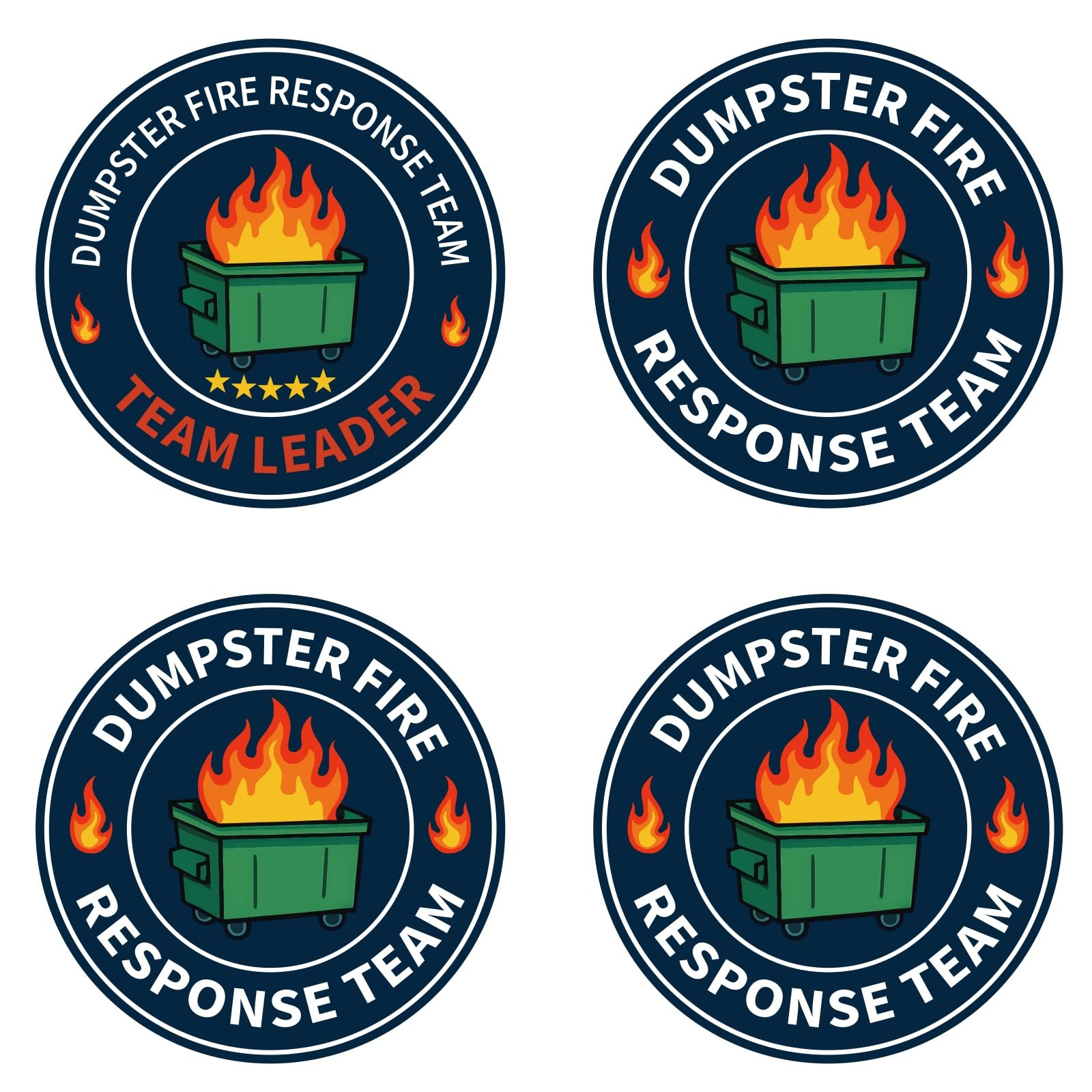 24 Pack Dumpster Fire Response Team Stickers Waterproof Durable Vinyl Green