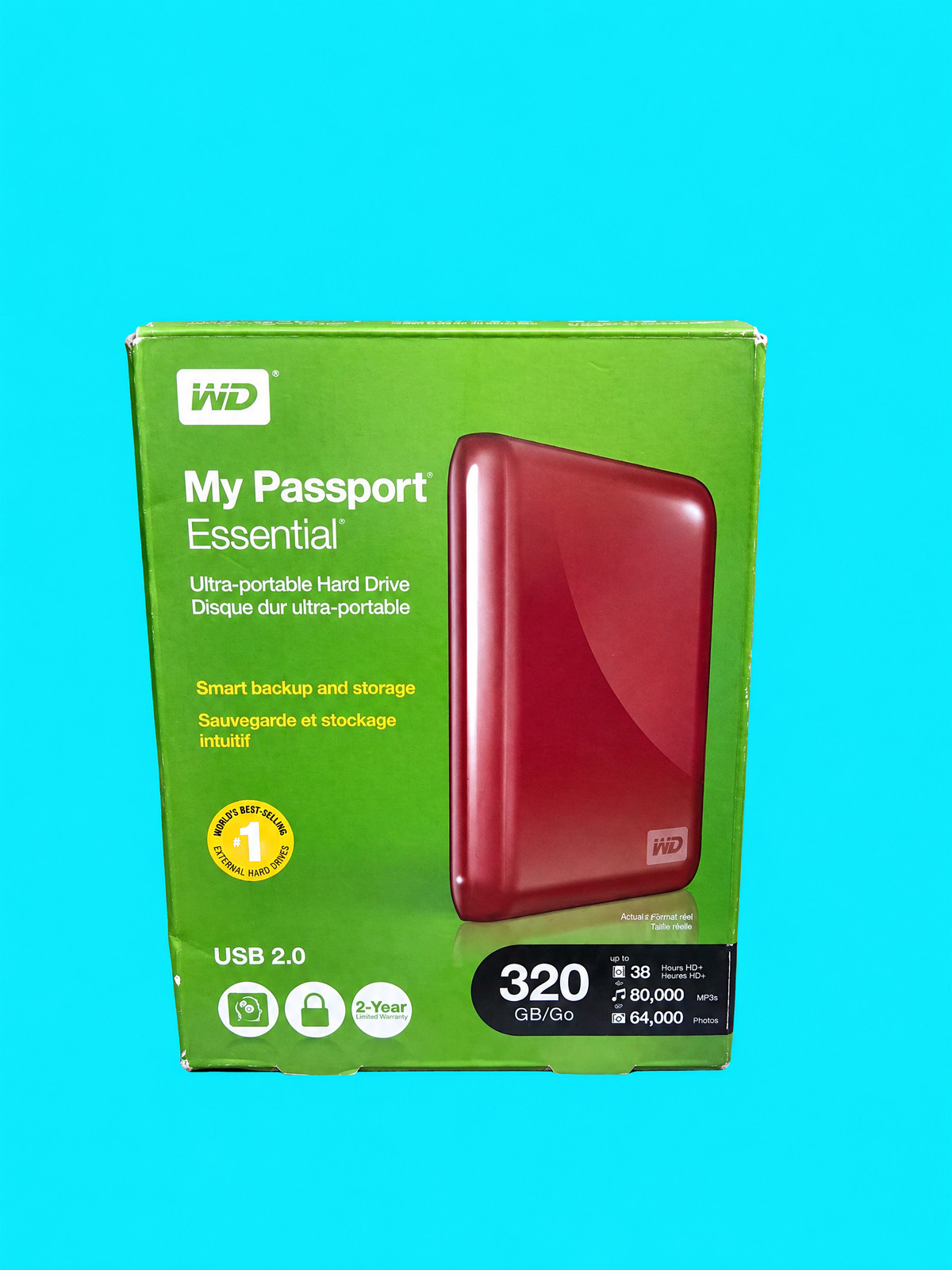 WD My Passport Essential 320GB Red USB 2.0 External Hard Drive WDBAAA3200ARD