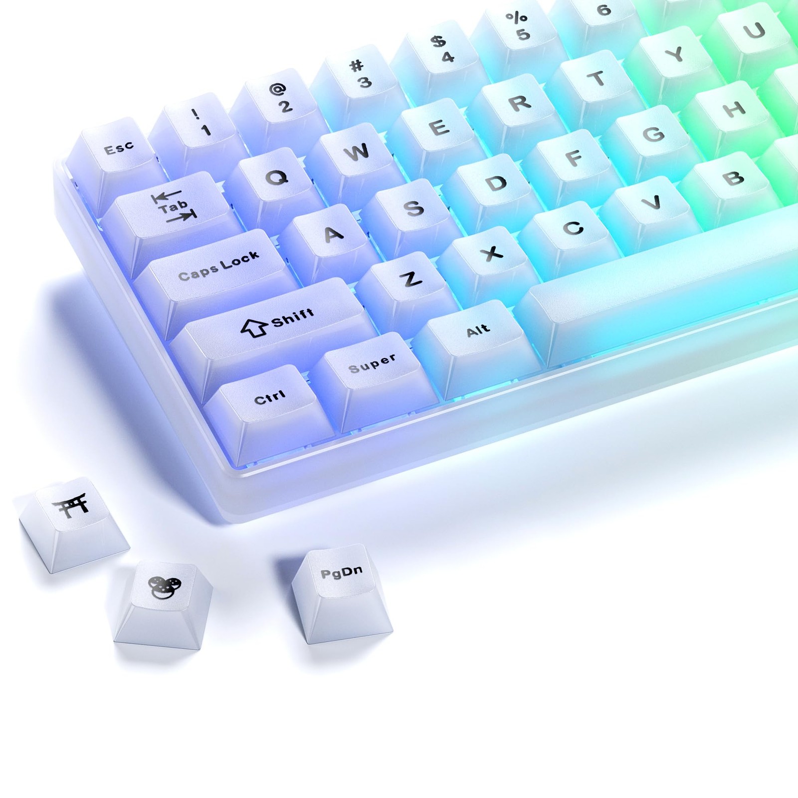 XVX White Clear Jelly Keycaps 124 Keys Translucent Cherry Profile Custom