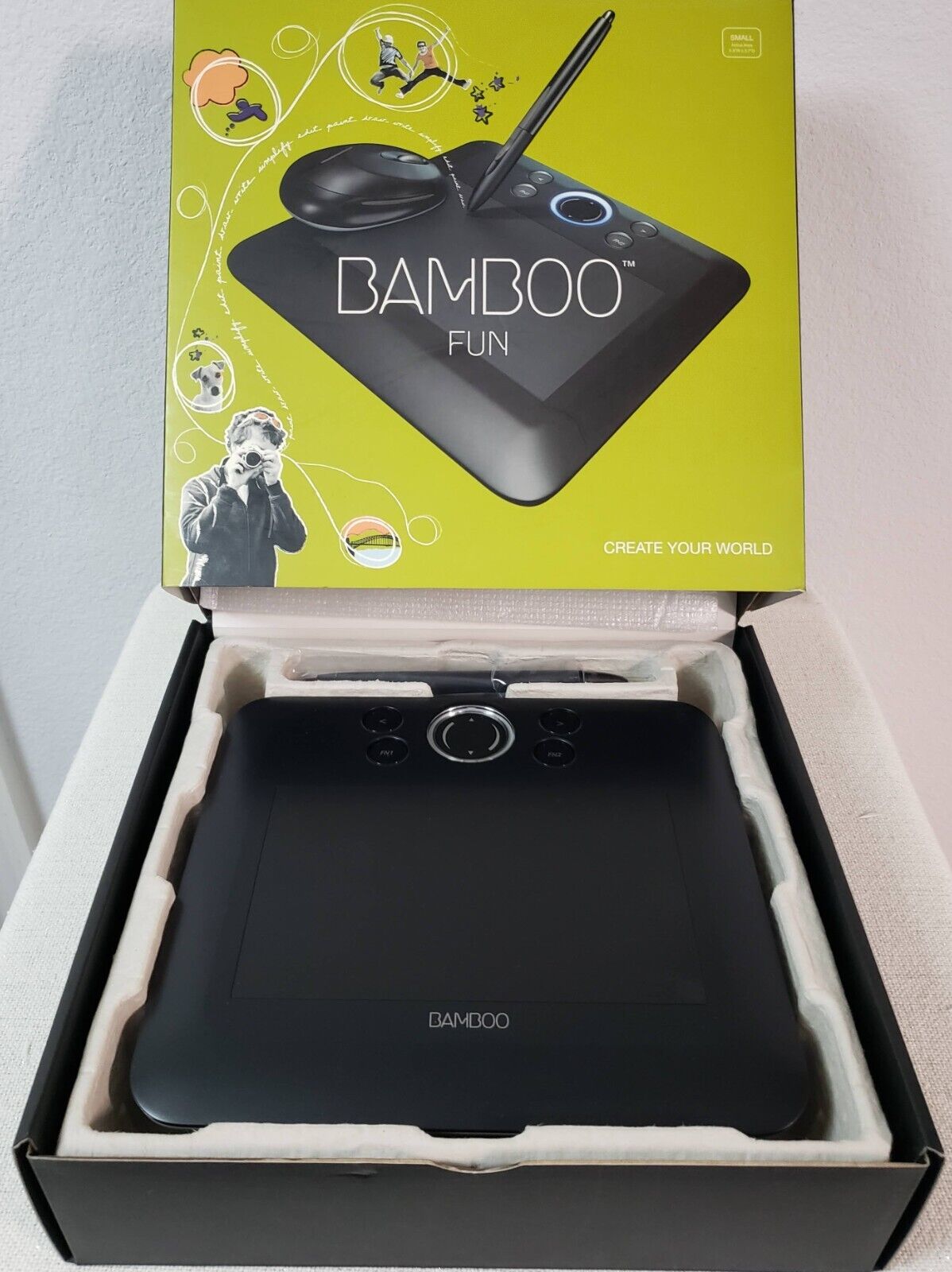 Wacom Bamboo Fun CTE450K USB Drawing Tablet With Mouse & Pen Black In Box