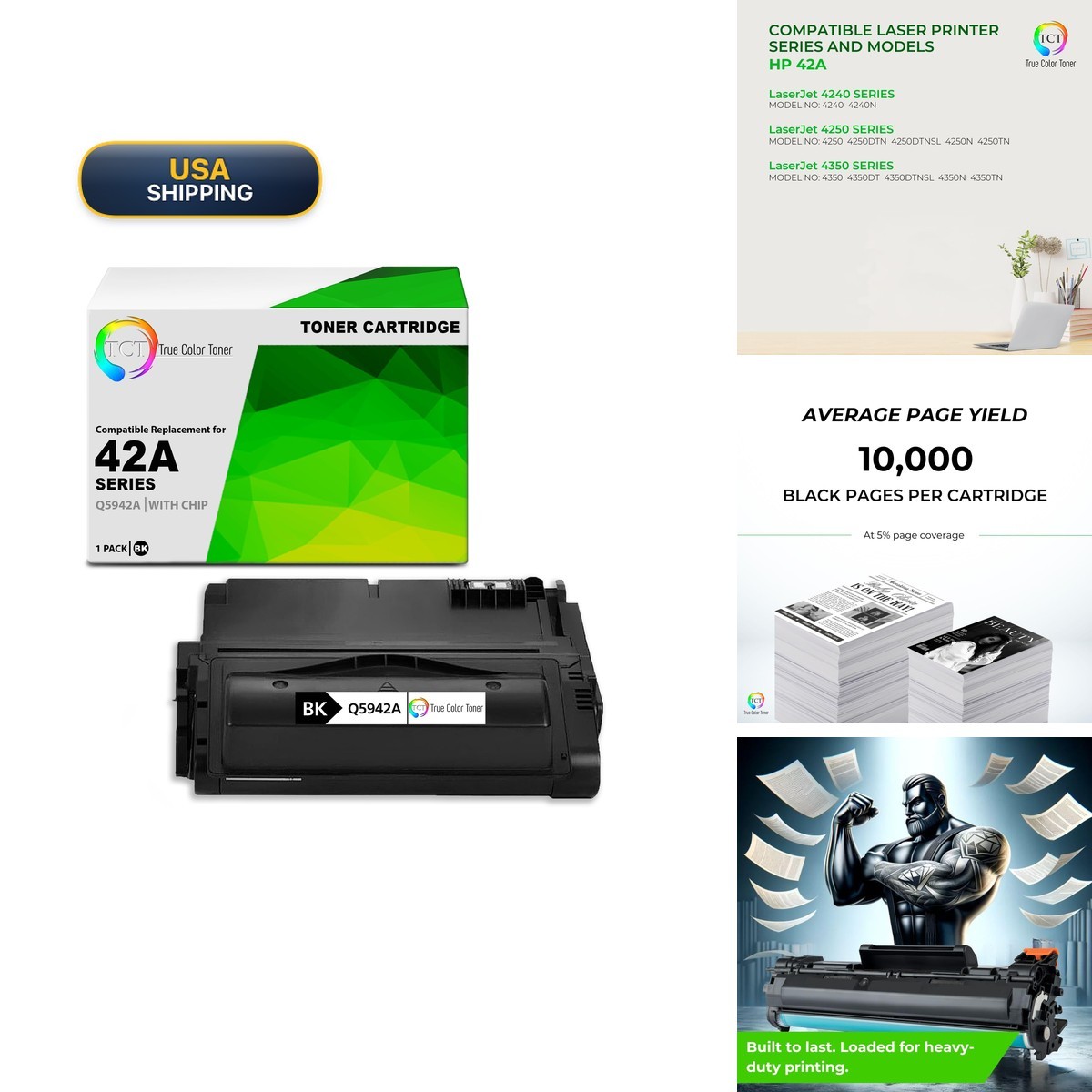 TCT 42A Compatible Black Toner Cartridge For HP Q5942A TCT-HE42A-Q5942A