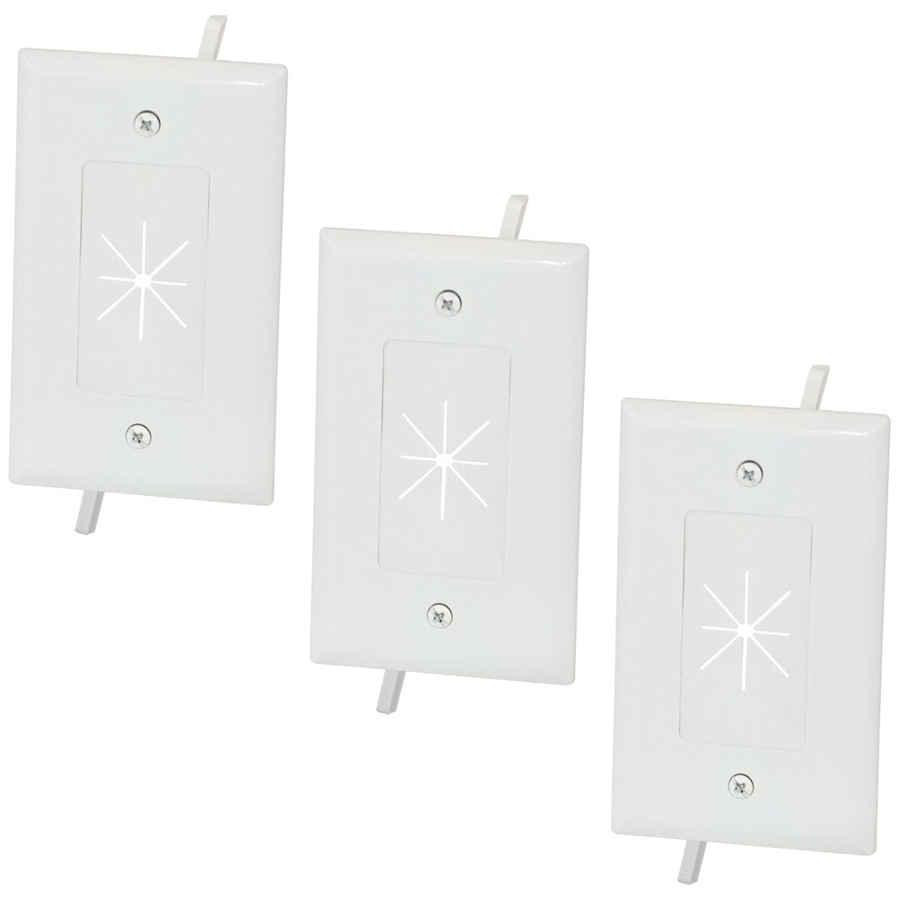 3x 1-Gang Wall Plate Split Flexible Opening AV HDMI Cable Feed Through White