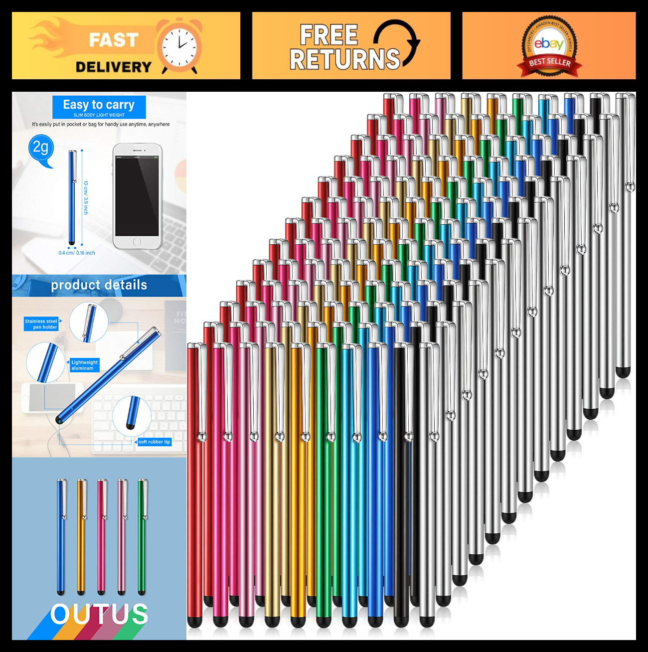 130 Pcs Stylus Pens for Touch Screens - Universal Slim Capacitive Digital Pen, 1