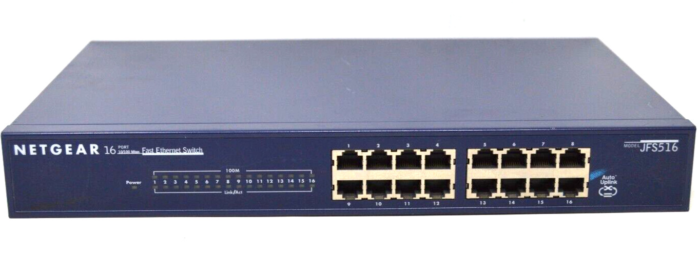 Netgear 16-Port Model JFS516  10/100 Mbps Fast Ethernet Switch Auto Uplink Blue