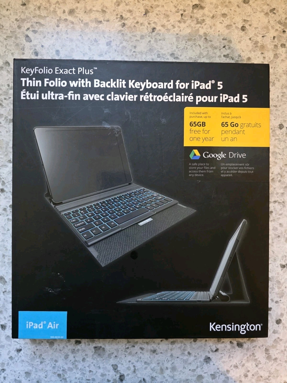 Kensington KeyFolio Exact Plus Backlit Bluetooth Keyboard iPad Air K97095US NEW