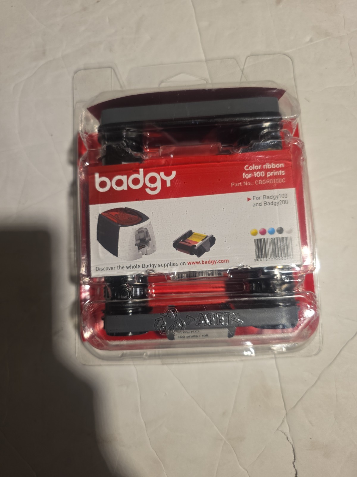 Genuine Evolis Badgy100 / Badgy200 YMCKO Ribbon - CBGR0100C - New