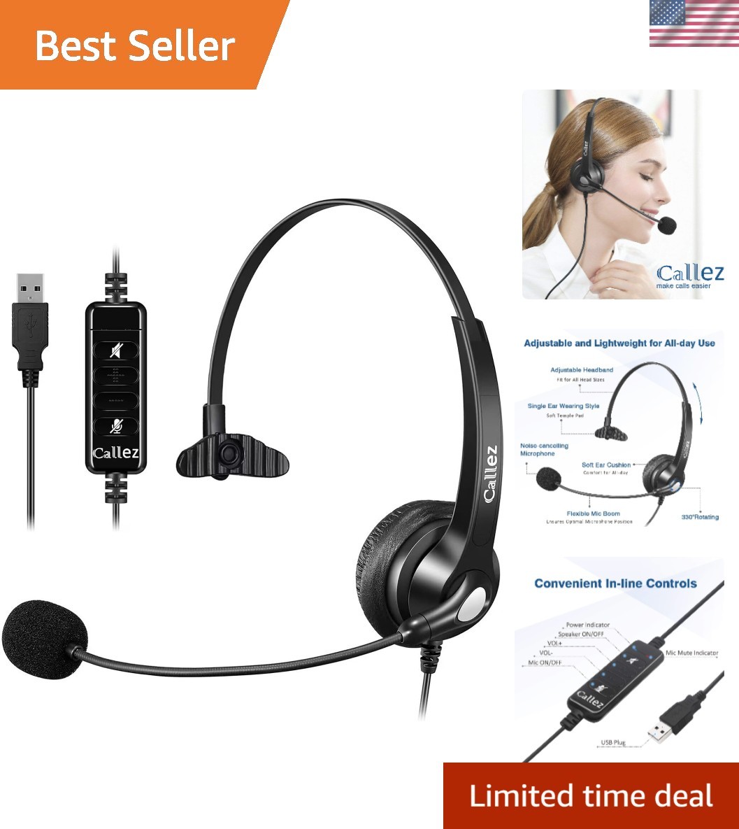 Durable USB Headset with Acoustic Shock Protection for Calls and Online Learning