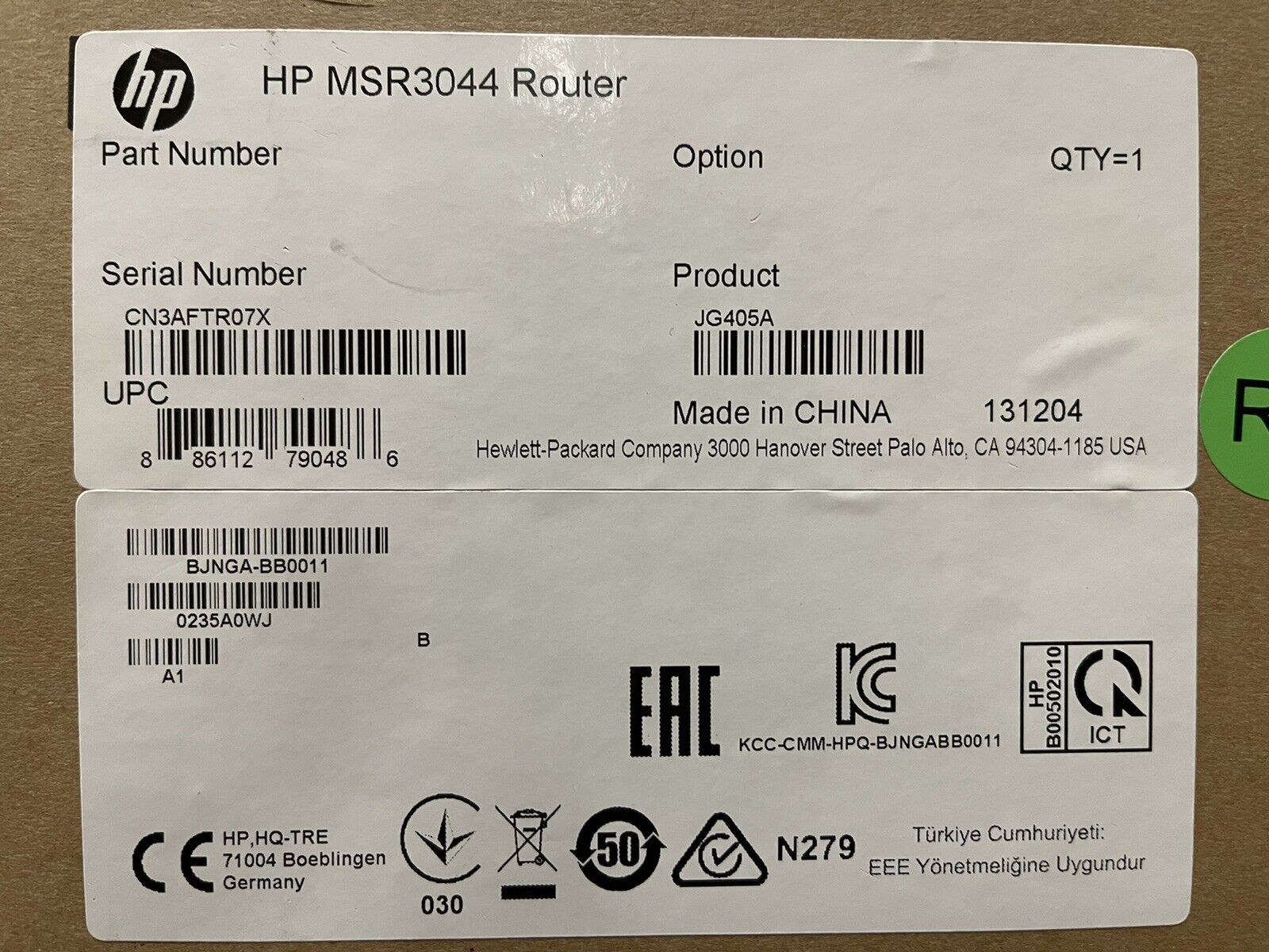 HP HPE FlexNetwork MSR3044 JG405A Router RJ45 SFP