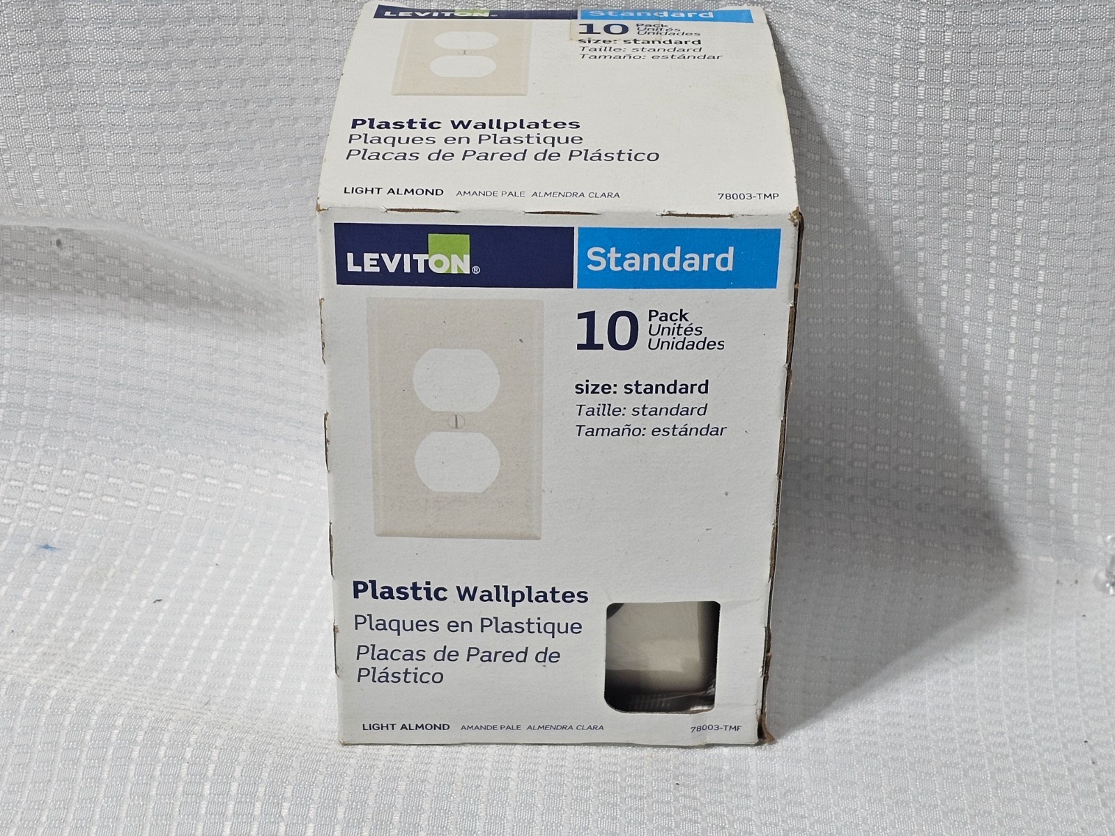 Leviton 78003-TMP 10-Pack Light Almond Plastic Outlet Wallplates NEW Box Wear