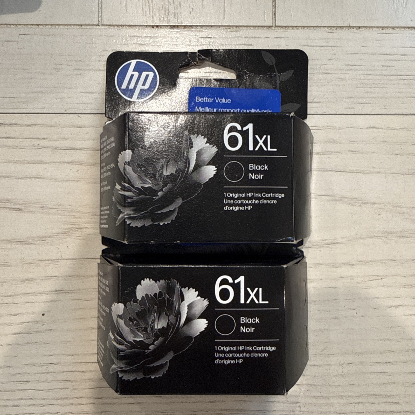 2 Packs HP 61XL Black Ink Cartridges Genuine EXP 04/28 New