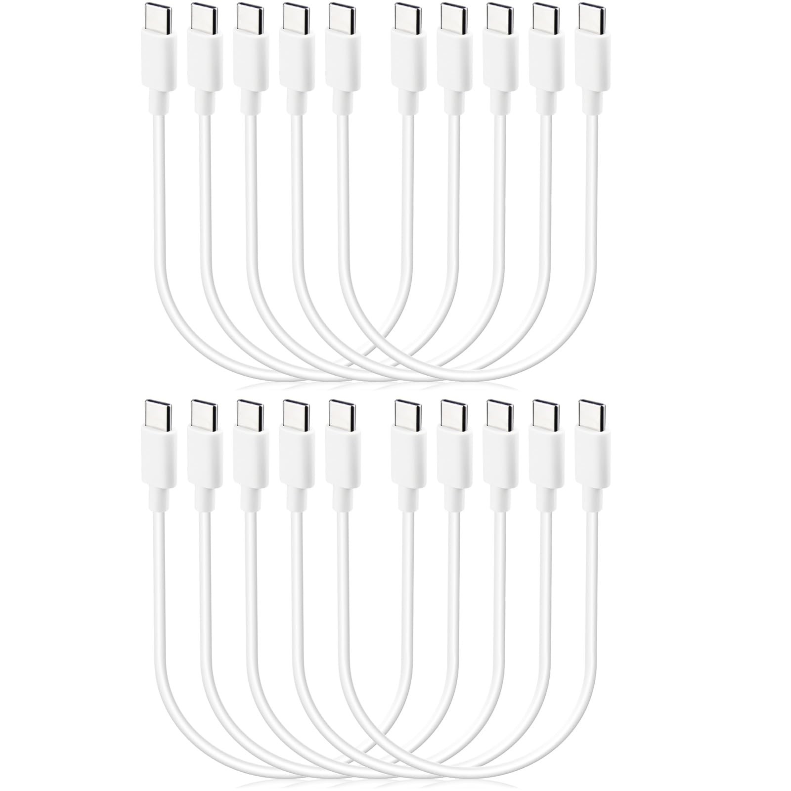 USB C to C Cable 10-Pack Bulk, 1ft Type C Fast Charging 1 Foot, White