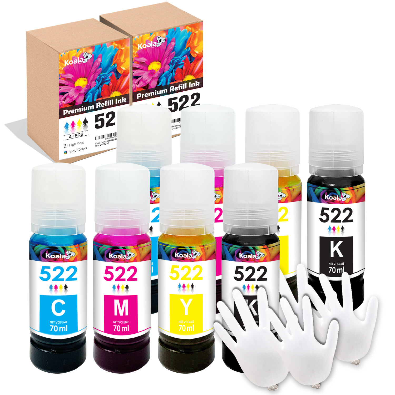 8 PK 560ML Koala 522 Ink Refill Kit Fit for Epn ET-4800 2800 2803 2400 2720 4700