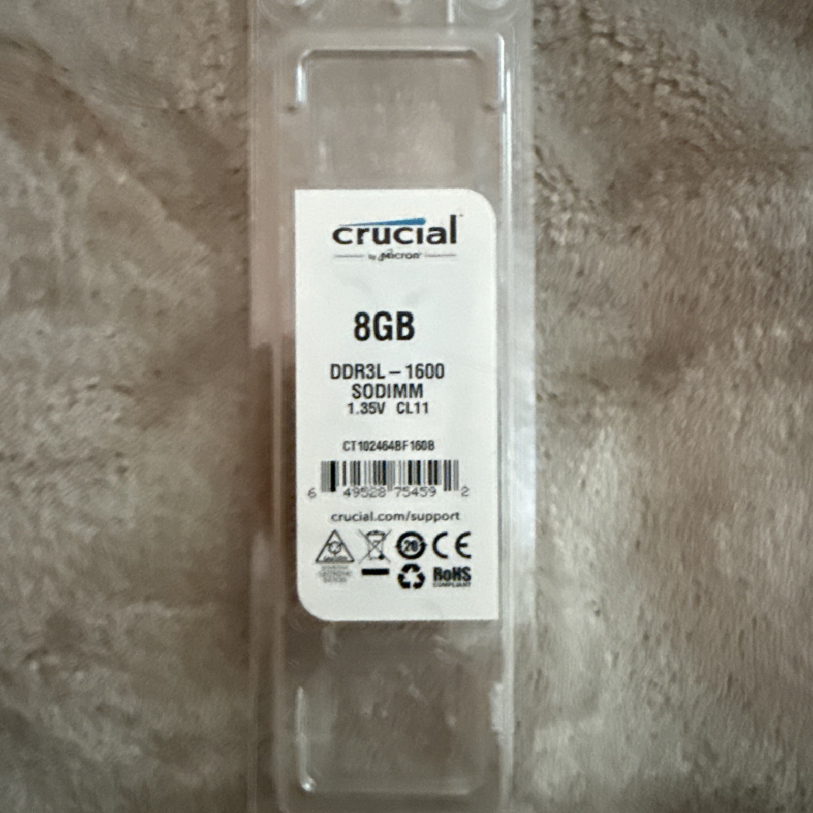 Crucial Micron 8GB DDR3L-1600 Laptop RAM Memory CT8G3S160BM.M16FP