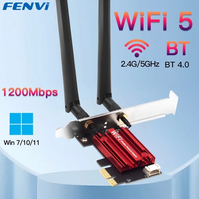 FENVI WiFi 5 PCIe AC1200 Wireless Adapter Dual Band Bluetooth 4.0 Card