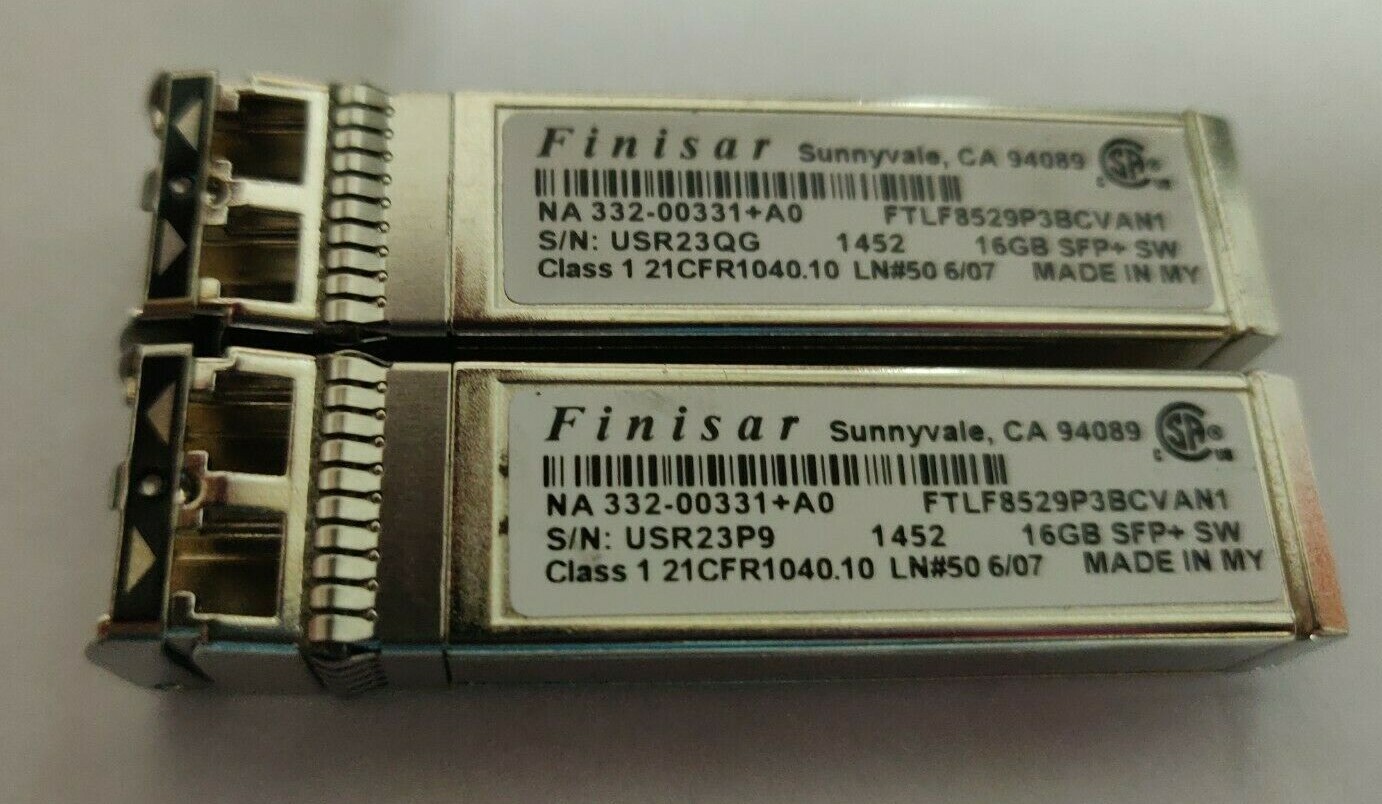 2x FINISAR FTLF8529P3BCVAN1 332-00331+A0 X6596-R6 16GB SFP+ SW SFP Trasceivers 