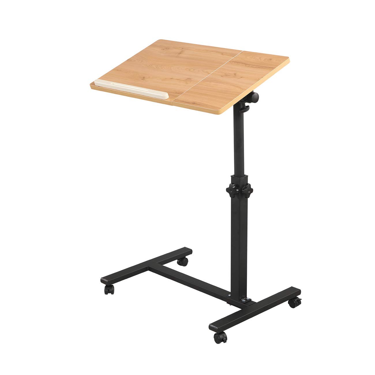 Overbed Bedside Desk Mobile Rolling Laptop Stand Tilting Overbed Table with W...
