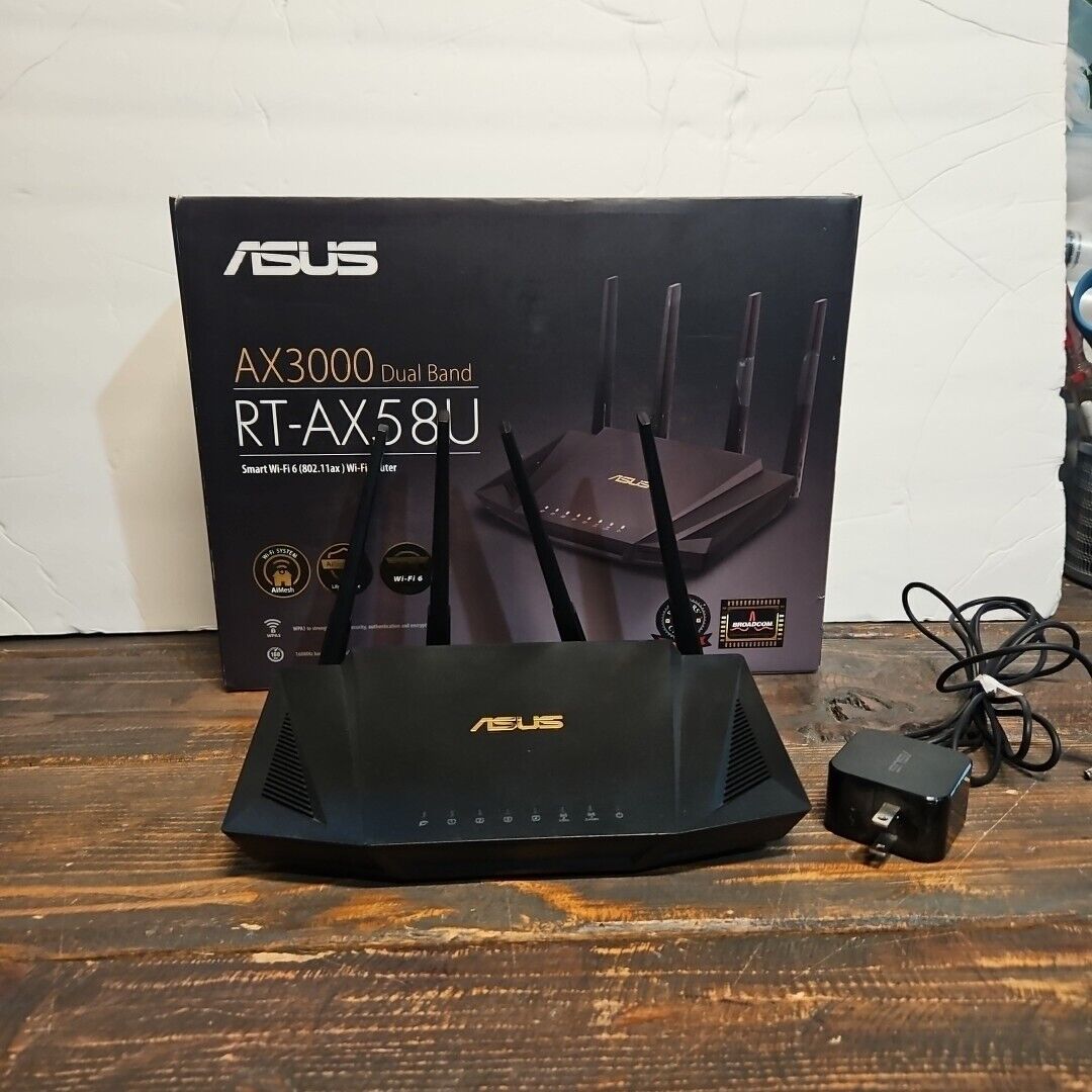 ASUS AX3000 Dual-Band Smart Wi-Fi 6 Router RT-AX58U Excellent Condition WiFi 