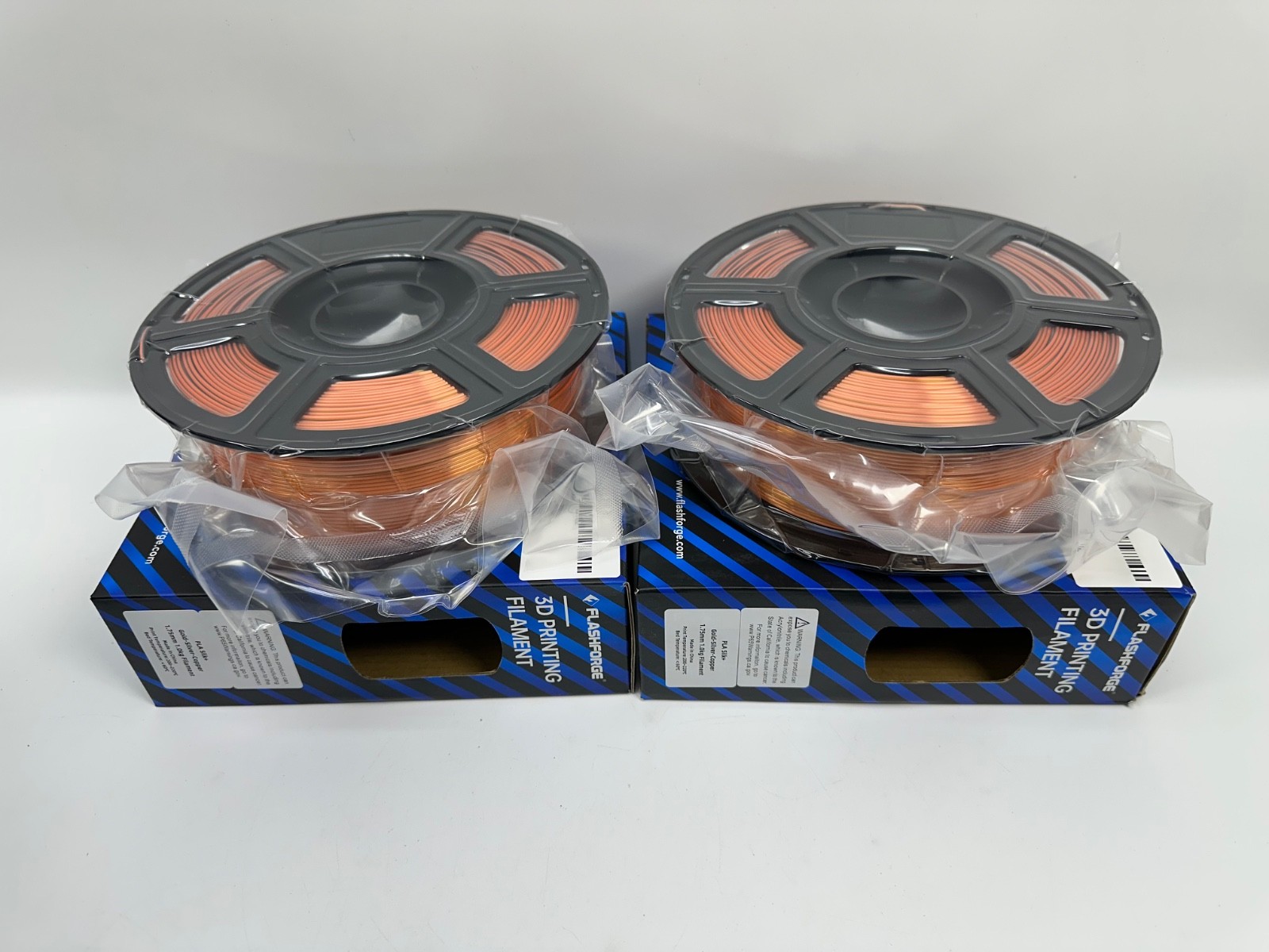 Lot of 2 FLASHFORGE PLA Silk Filament 1.75mm 1KG Gold-Silver-Copper
