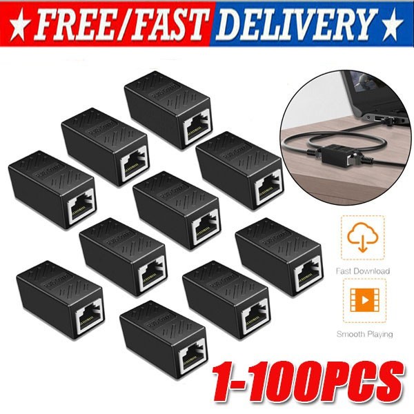 RJ45 Inline Coupler Cat6/Cat5e Ethernet Network Cable Extender Connector lot