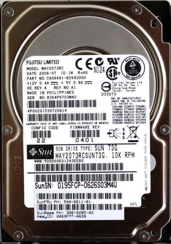 Sun Fujitsu 73GB 10K 2.5" SAS HDD MAY2073RC F540-6611-02 390-0285-05 SFF~~