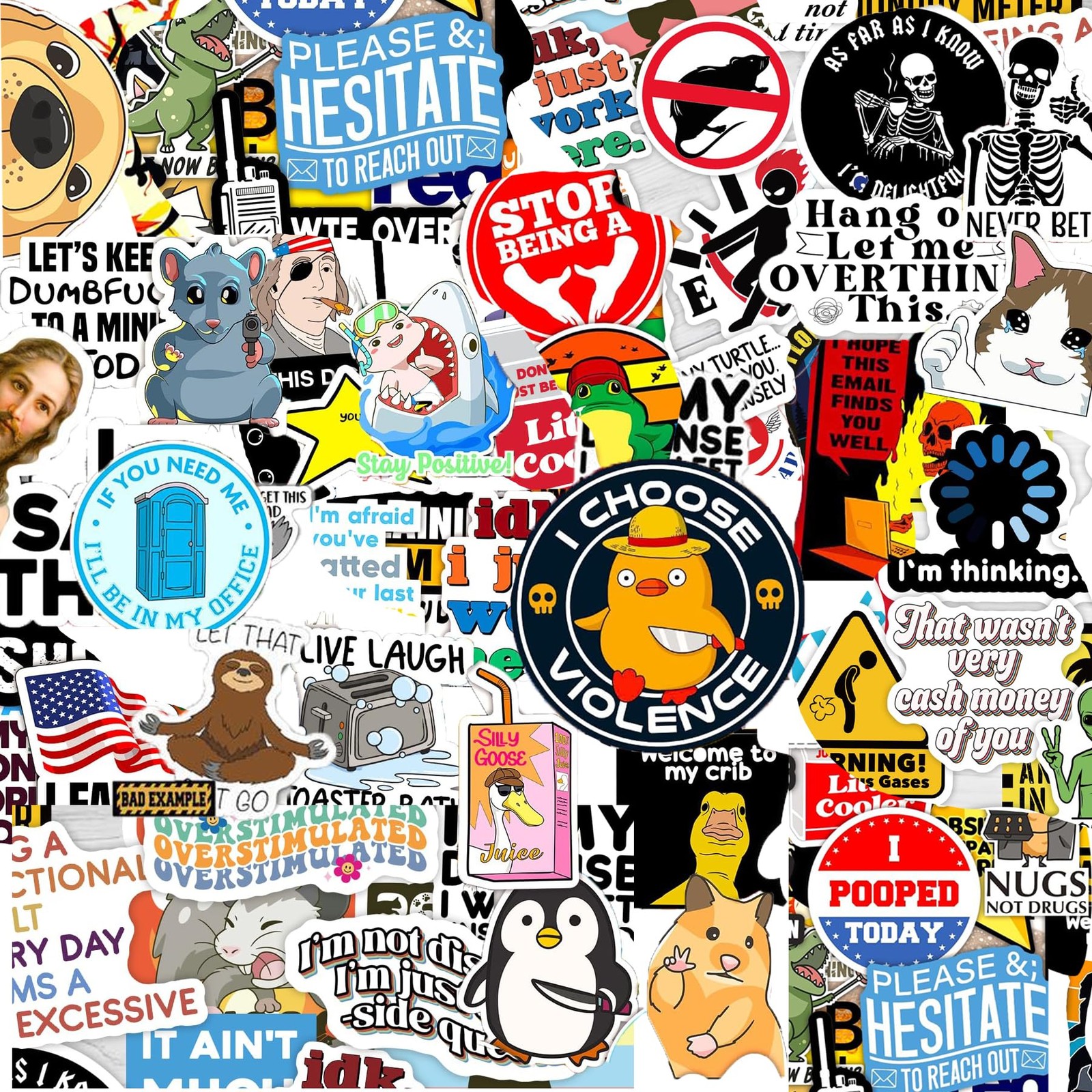 150Pcs Funny Stickers for (Dirty) Meme Water Bottles Pack 2-3 inches, Multi