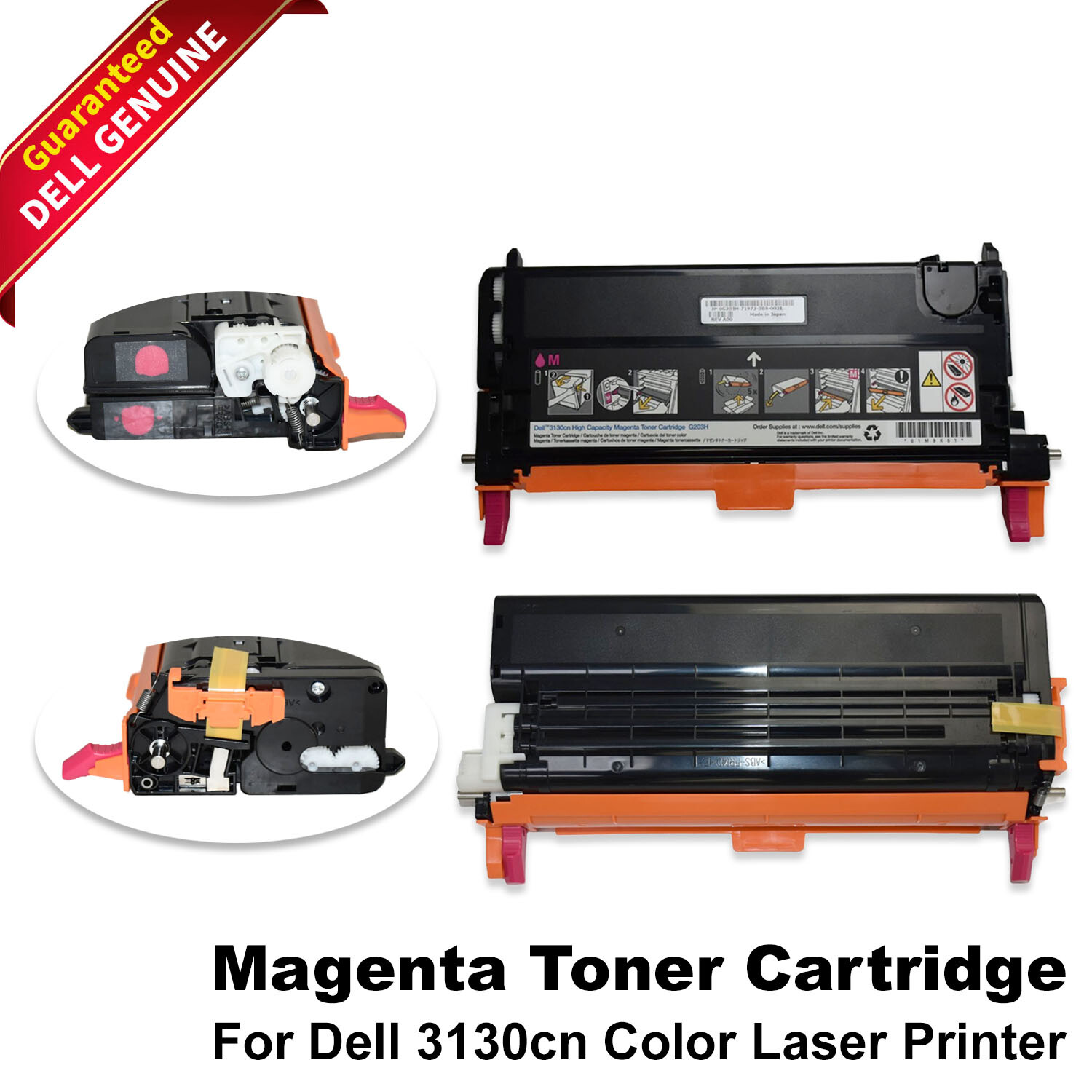 Genuine Dell 3130CN Laser Printer 9000 Yield Toner Cartridge MAGENTA G203H H514C
