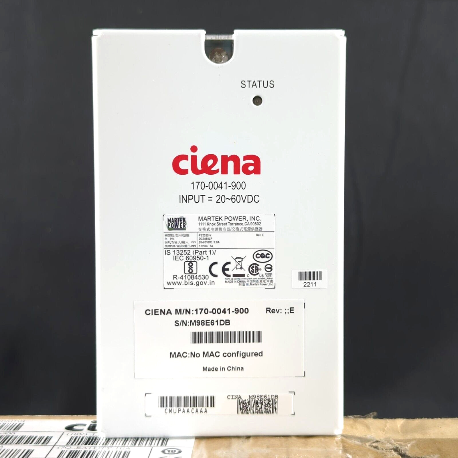 Genuine OEM CIENA Network 170-0041-900 DC Power Supply for CN3 3931 20-60 VDC