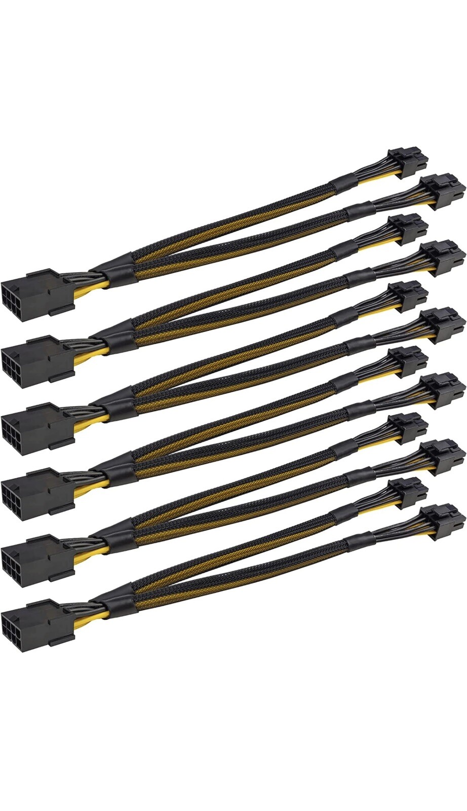 JZYMOD 6-Pack Sleeved PCIE 8 Pin Female to Dual PCIE 8 Pin (6+2) Male Power Su..