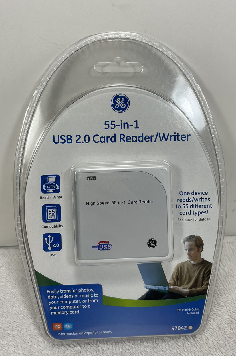 GE 55-in-1 High-Speed USB 2.0 Memory Card Reader/Writer for Laptop Computer PC