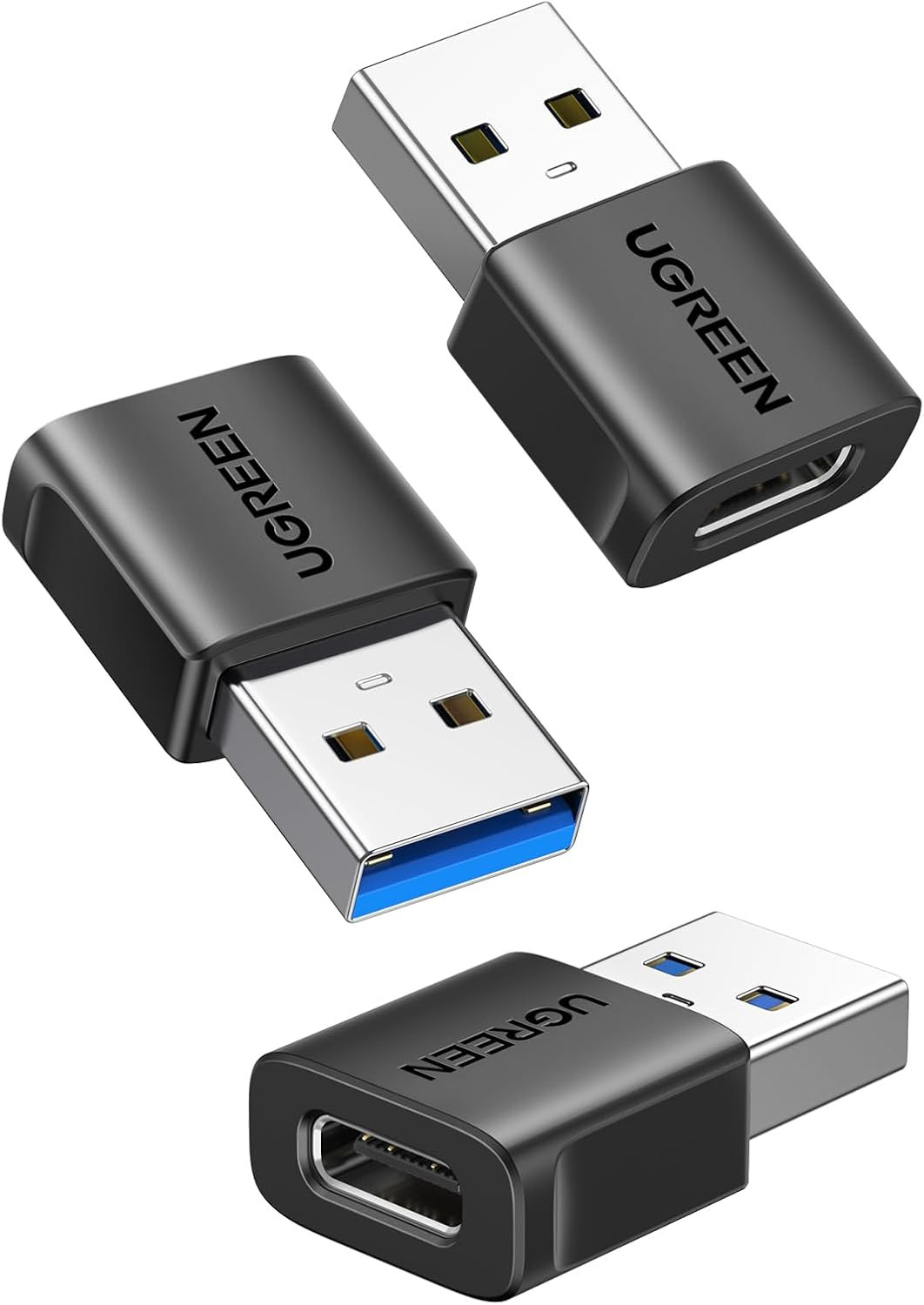 UGREEN USB to USB C Adapter 3Pack, 10Gbps Female to Male Converter | Slim
