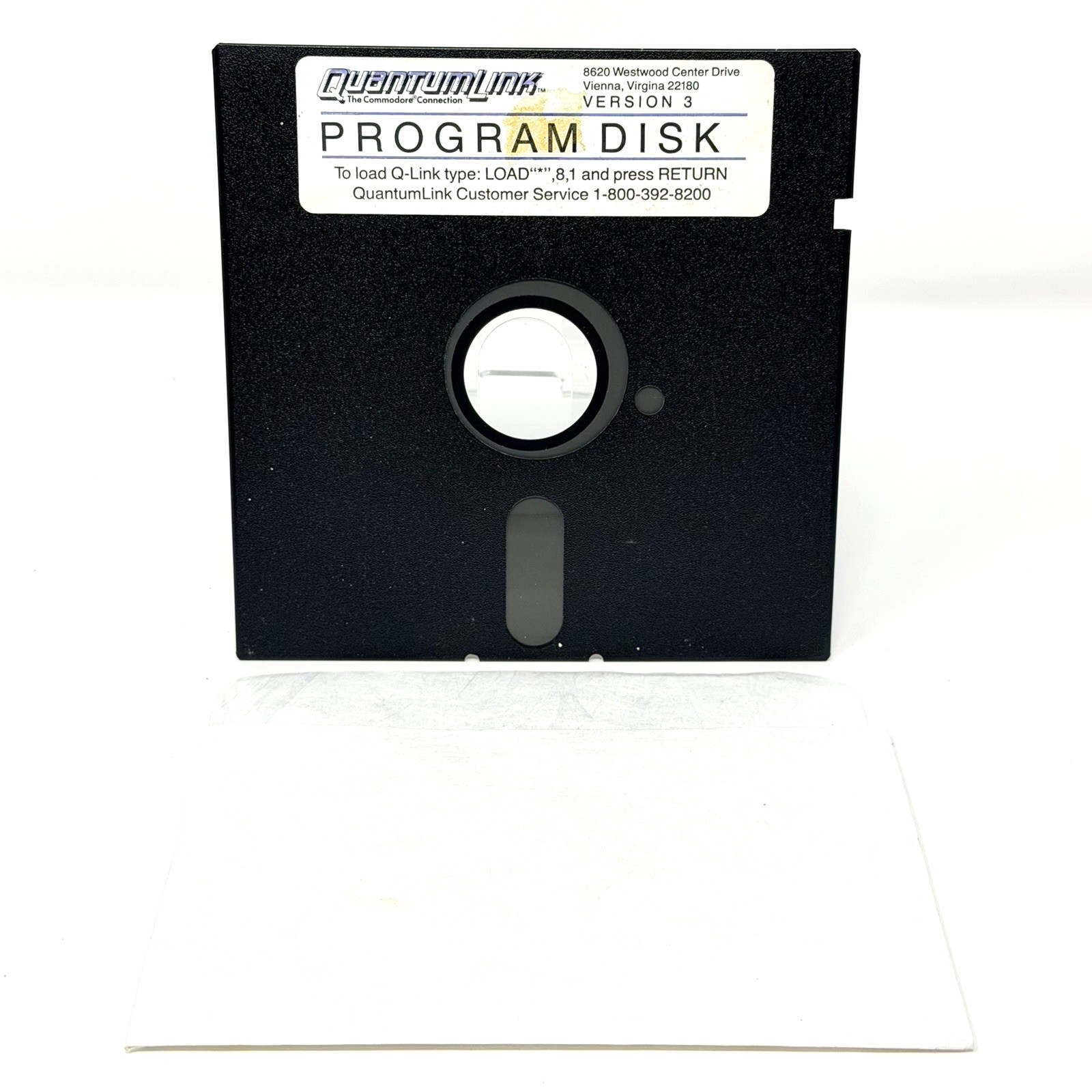 QuantumLink Q-Link Version 3 Program Disk Commodore 64 C64 5.25 Floppy Sleeve