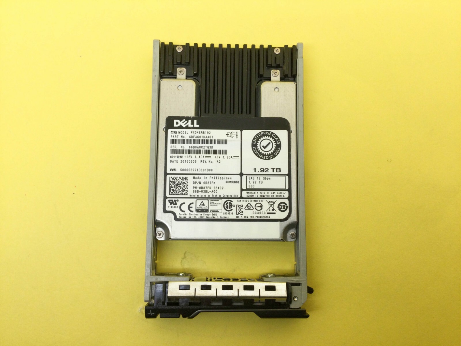 R87FK DELL 1.92TB READ INTENSIVE SAS 12GBPS 512N 2.5INCH HOT PLUG SSD 0R87FK