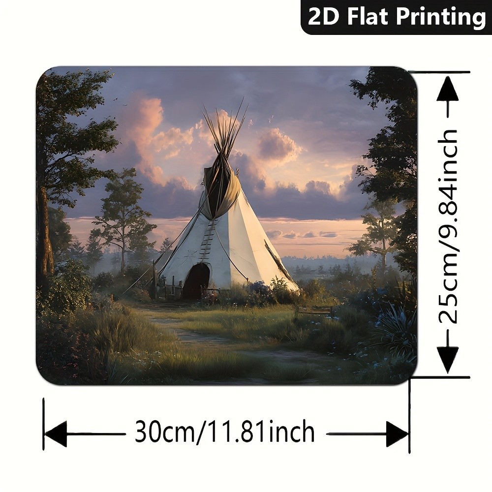 Premium Native American Teepee Mouse Pad - High-Quality Non-Slip Surface, Soft