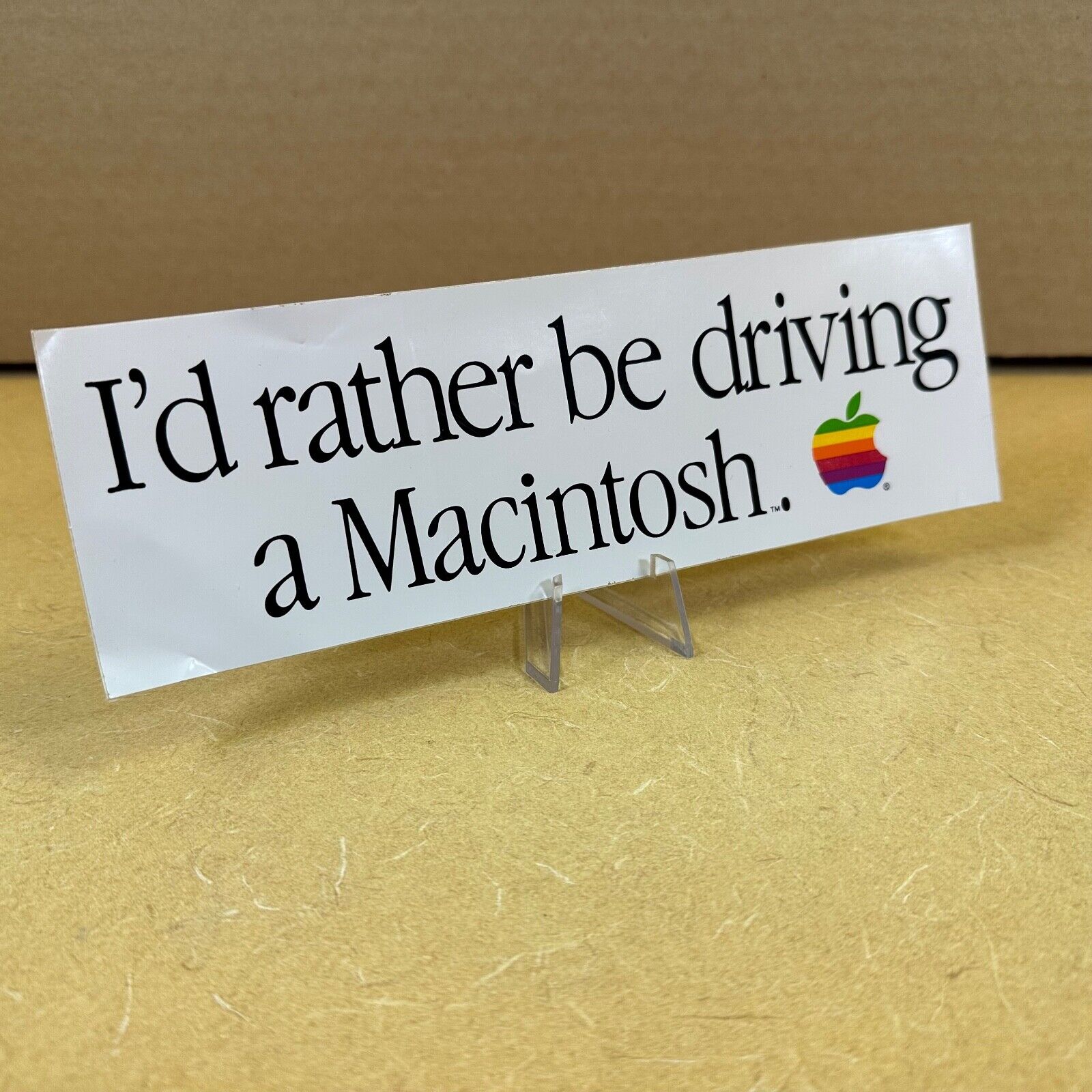 I'D RATHER BE DRIVING A MACINTOSH ___ Rare COOL STICKER ___ Apple Computer 3