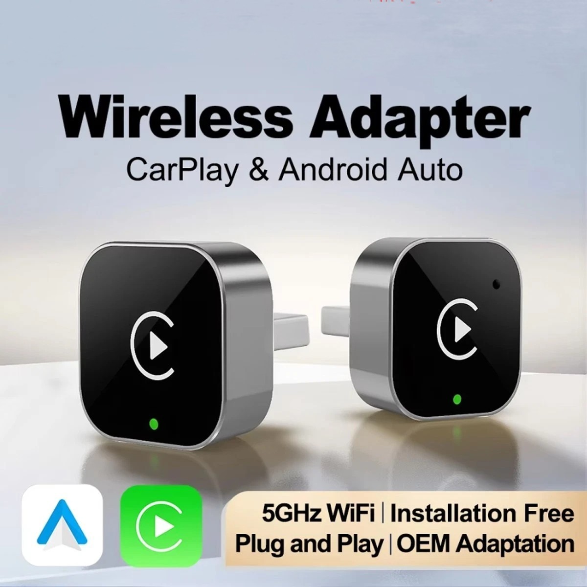 Wireless CarPlay Adapter for Apple iPhone & Android Auto USB Adapter Plug & Play