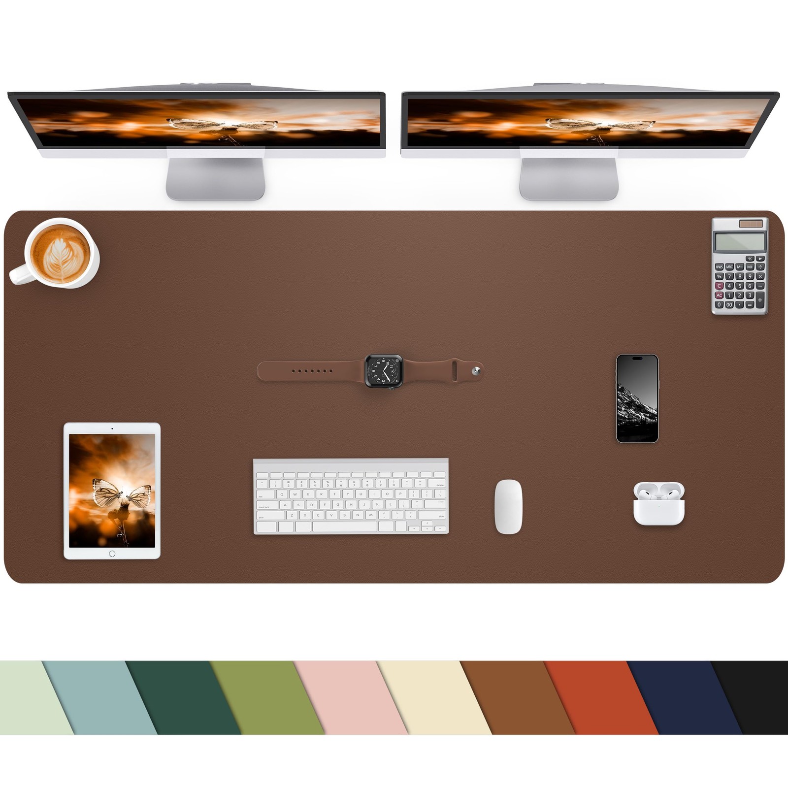 1 PCS Brown 48x24 Inch PU Leather Large NonSlip Mouse Keyboard Desk Pad Mat