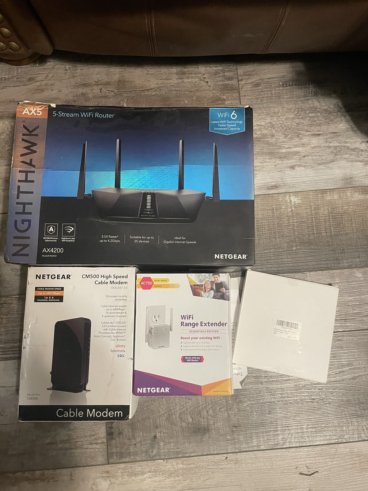 NETGEAR Nighthawk WiFi 6 Router #RAX43 5-With NETGEAR MODEM, Extender, 50 FT Cor