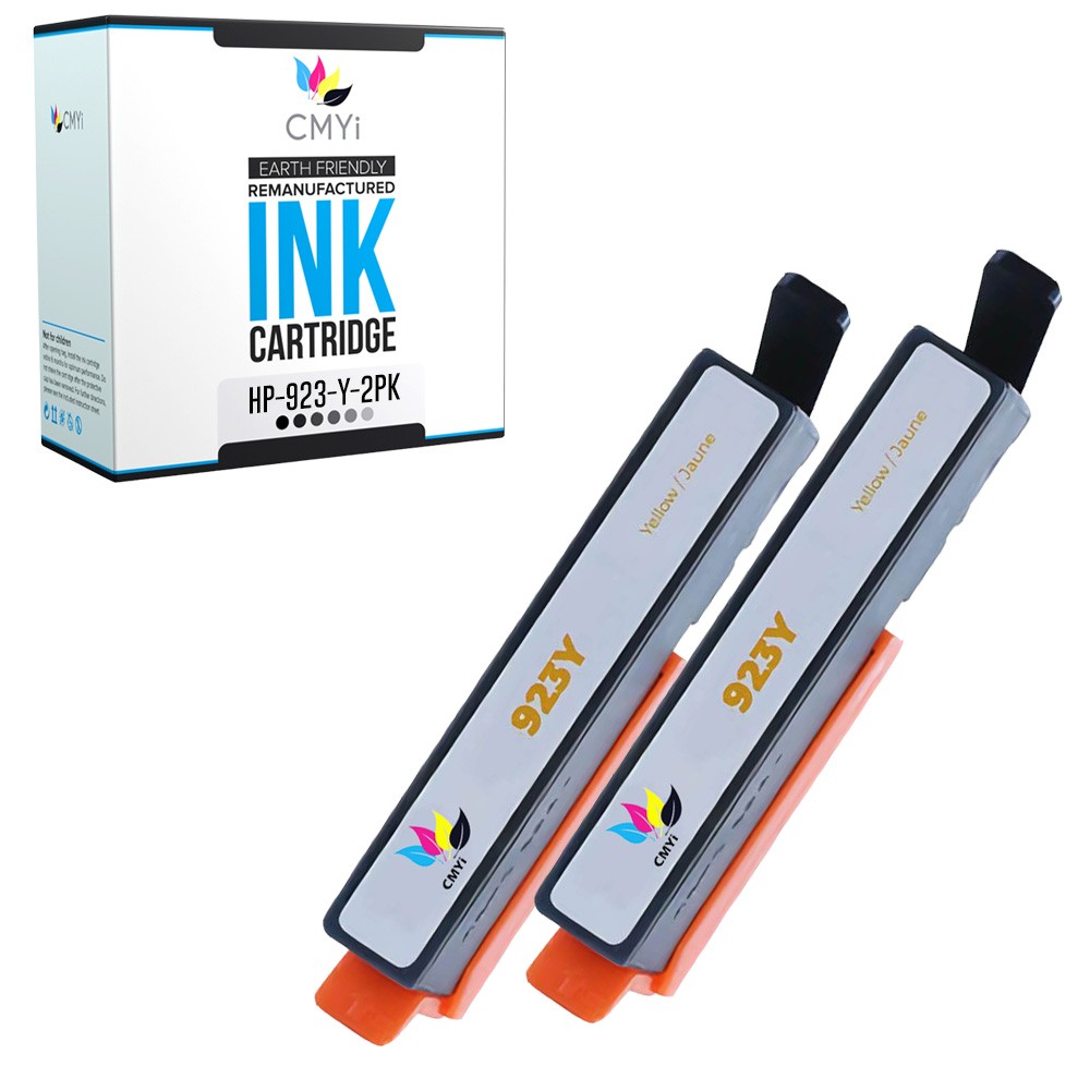 CMYi 2PK Compatible Yellow 923 Ink Cartridges for HP OfficeJet Pro 8135e, 8138e