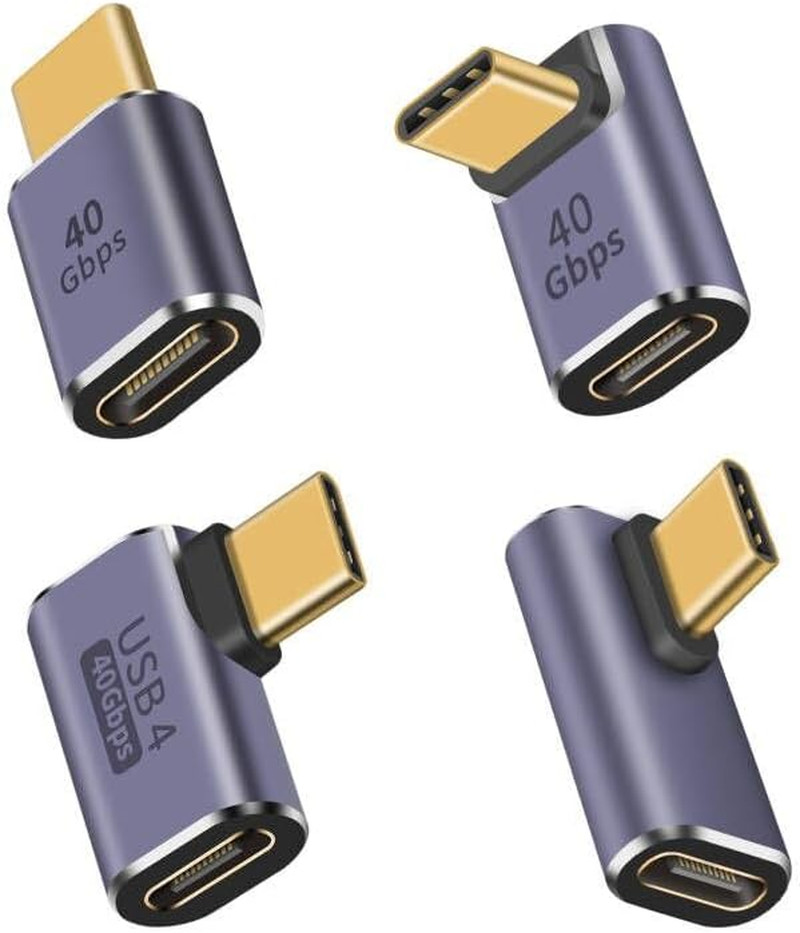 Duttek USB C Right Angle Adapter 4 Style, 90 Degree USB C Angle Adapter [ 40Gbps