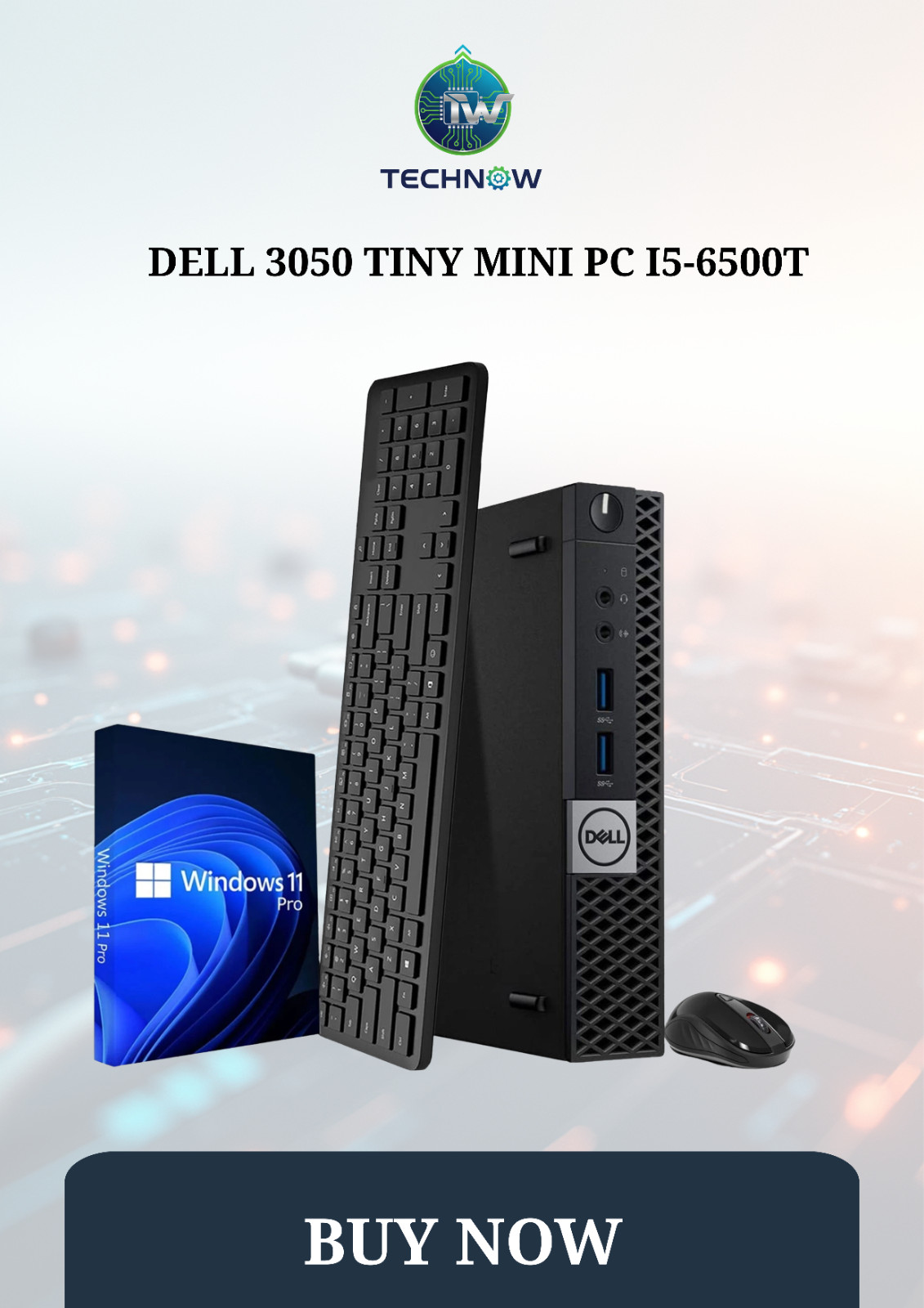 Dell 3050 Tiny Mini PC i5-6500T/32GB DDR4/1TB NVMe SSD/Windows 11 Built-in Wi-Fi