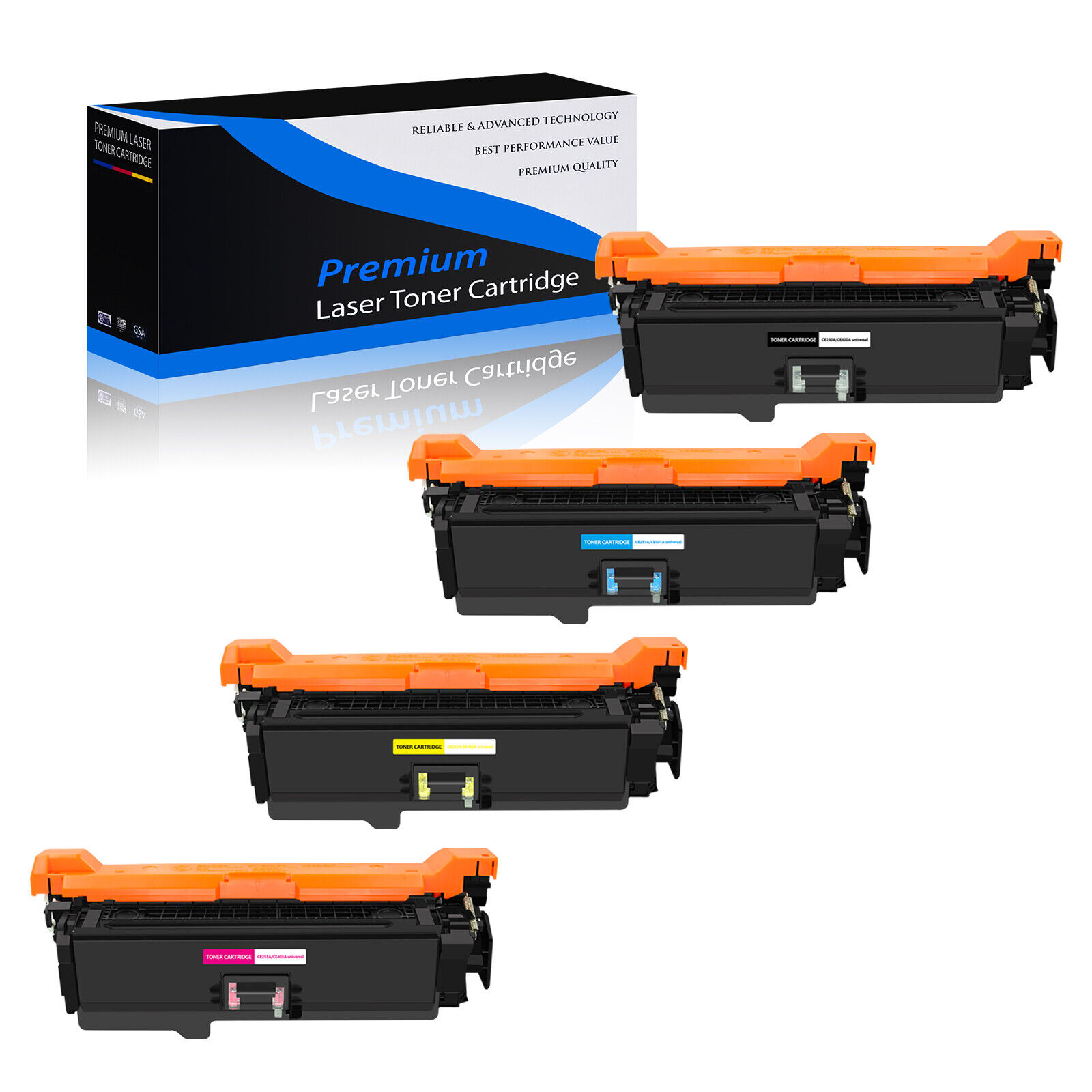 4PK CE250A BK C Y M Toner Cartridge for HP Color LaserJ CP3525 CP3525dn CP3525n