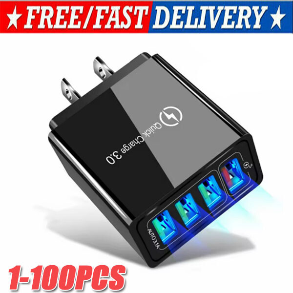 US 4 Port Fast Quick Charge QC 3.0 USB Hub Wall Home Charger Power Adapter Lot
