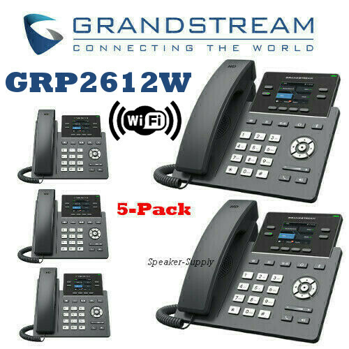 5 Grandstream GRP2612W 2-Line 2 SIP Office IP Phone w/ Power Supply WIFI
