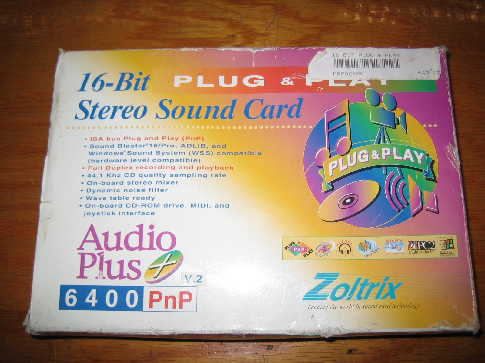 Zoltrix Audio Plus 6400 PnP 16bit ISA Sound Card IDE MIDI Game Port New OpenBox 