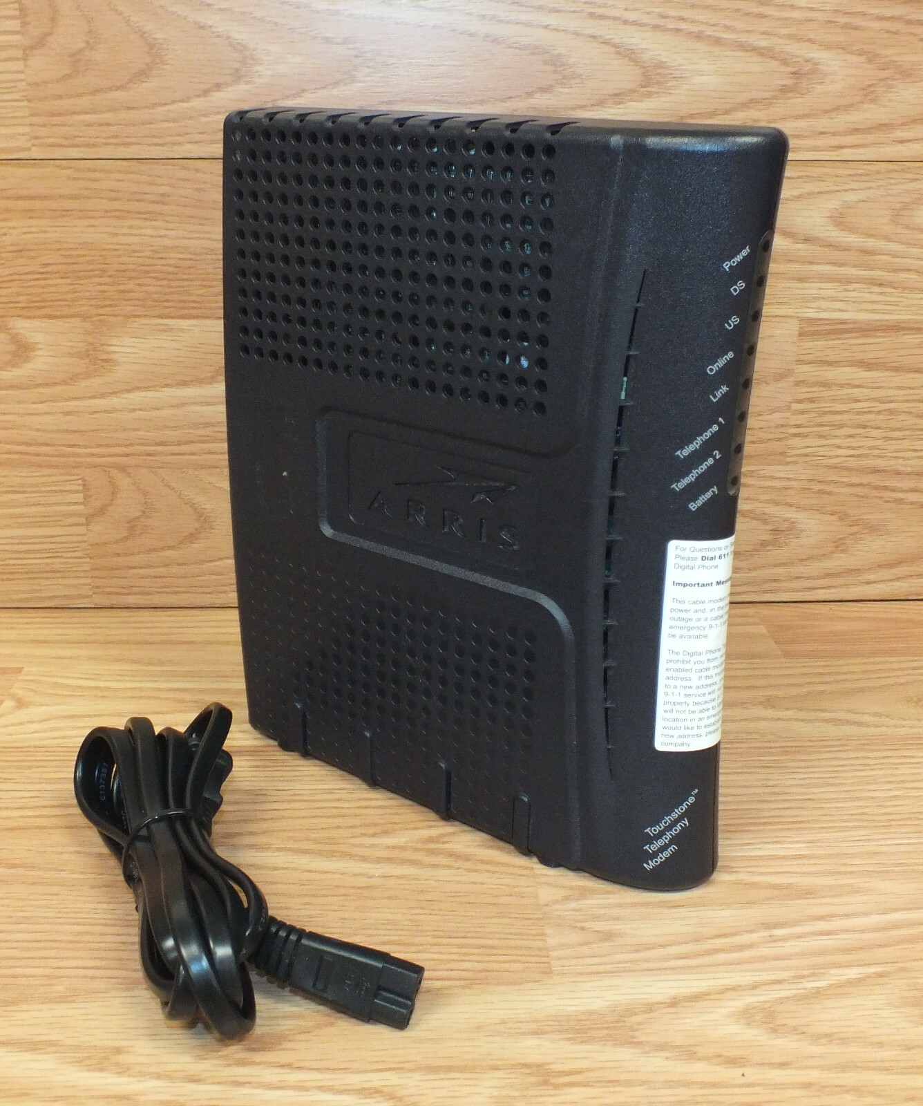 ARRIS Touchstone Telephoney Modem TM502G With AC Power Cord & Battery Backup 